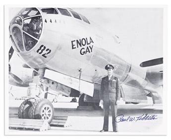 (WORLD WAR II--ENOLA GAY.) TIBBETS, PAUL. Three items: Two Photographs Signed * Return of the Enola Gay. Signed.